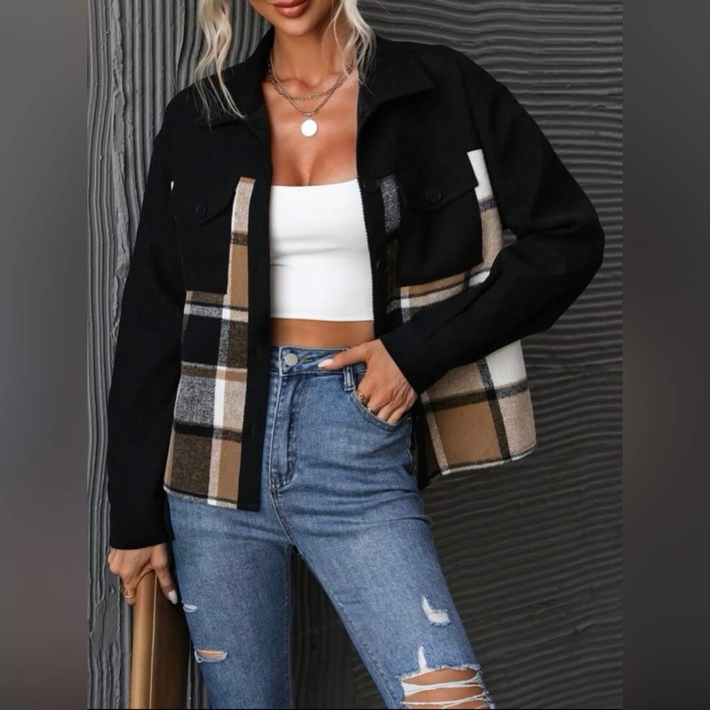 Plaid Print Drop Shoulder Coat